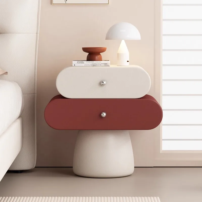 منضدة بيضاء بتصميم ياباني، صالات تخزين لطيفة، درج طاولة ضيق بجانب السرير، أثاث غرفة Mesitas De Noche الحديث #1
