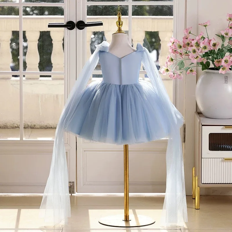 1-12 years Baby Birthday Dress Girls Flower Lolita Princess  Wedding Flower Girl Dress Light luxury and elegant host dress