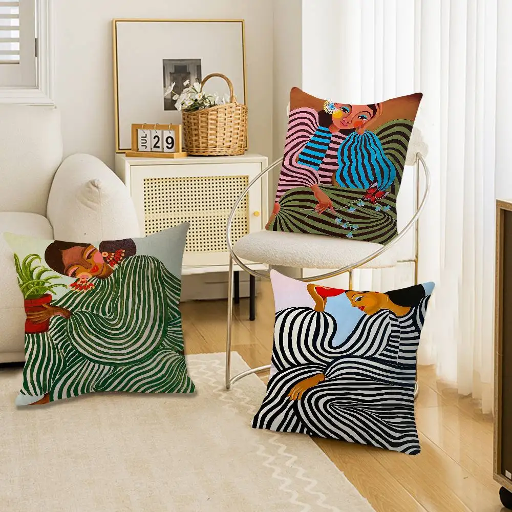 

Fashion Girl Vintage Personalized Picture Text Home Decorative Pillows Household Gifts 45x45cm