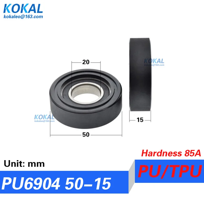 [PUd20] 1PCS high quality 6204 6904 6004RS TPU PU ball bearing roller wheel counting machine bearing pulley PU pulley 2050 7CM