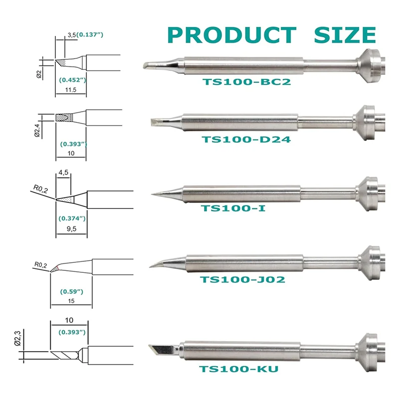 

ABRE-5PCS Soldering Iron Tips,TS100 Series Rapid Heating Replacement Tip For Pinecil TS100 TS101 Soldering Iron