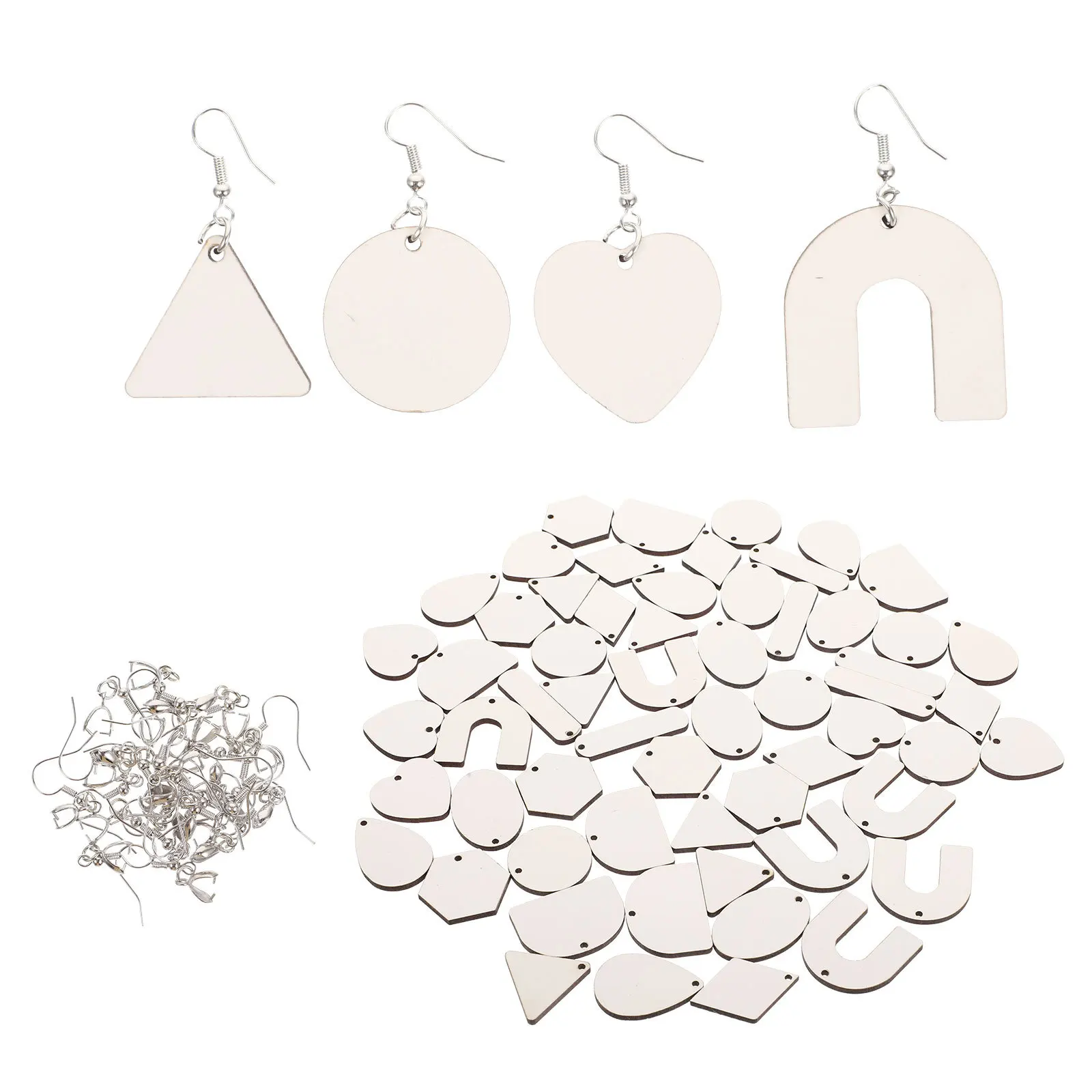 1Set Sublimation Earring Blanks DIY Handmade Earrings Kit Lightweight Paintable Wooden Blanks for Jewelry Making Gift Supplies