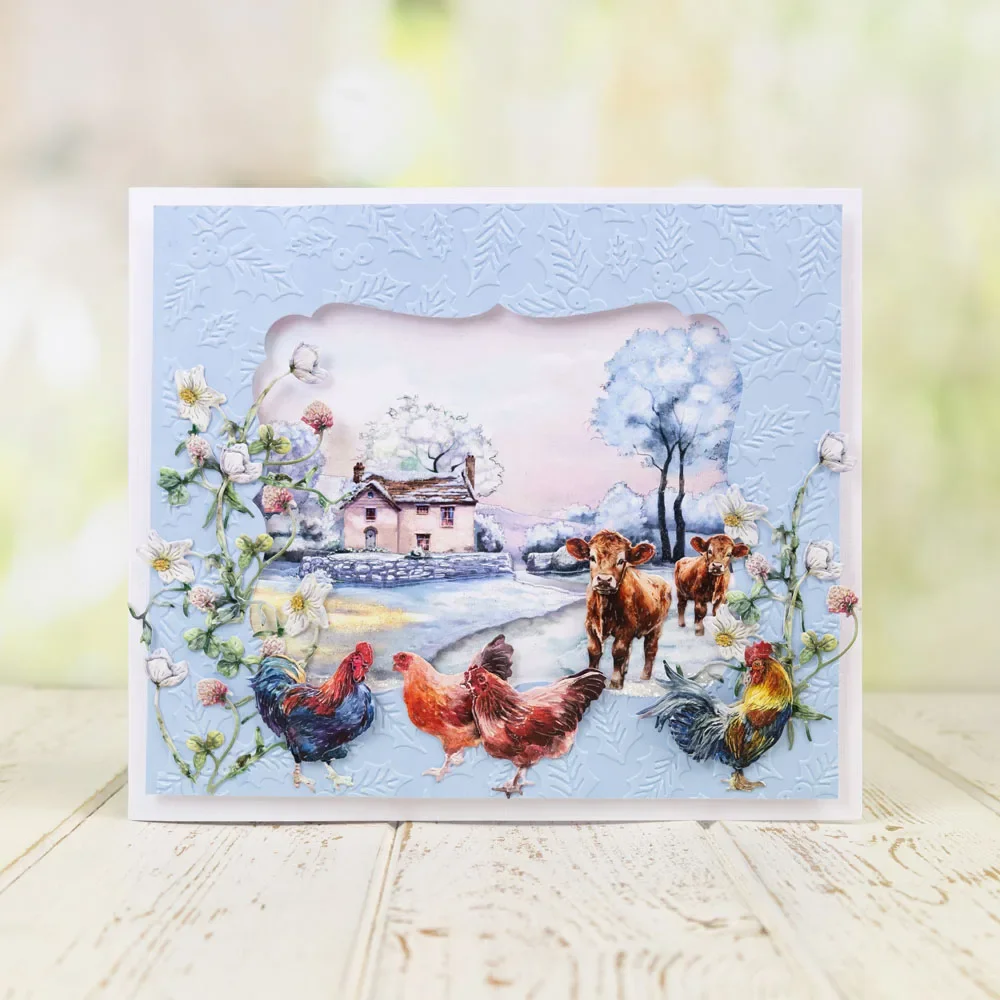Farmyard Gathering Metal Cutting Dies Slimline Essentials Scrap Booking Card Stencil Cut Die for DIY Handmade Card Crafts 2026