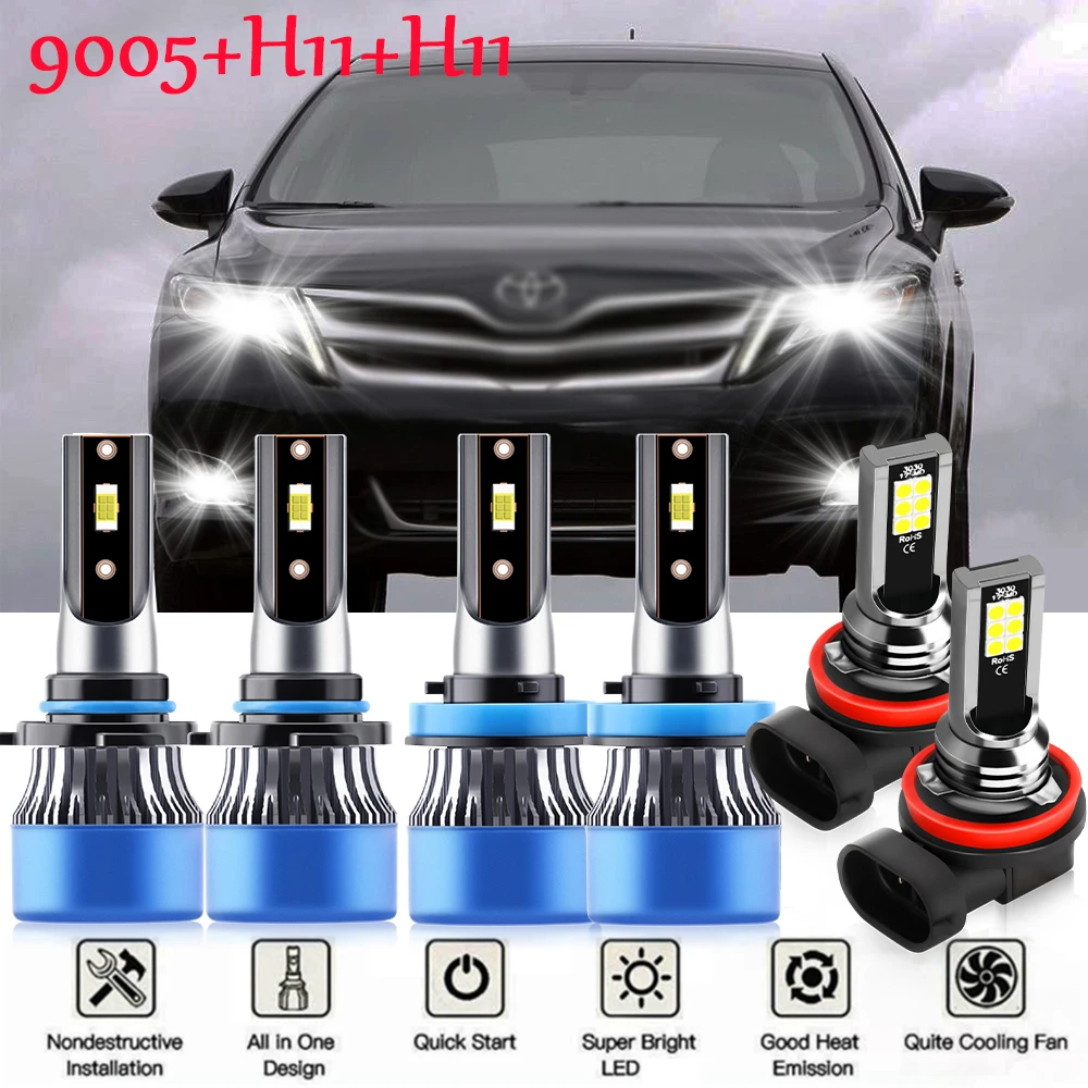 

Roadsun Combo LED Headlight Bulbs High Low Fog Light Auto Kit Luces For Toyota Venza 2009 2010 2011 2012 2013 2014 2015 2016