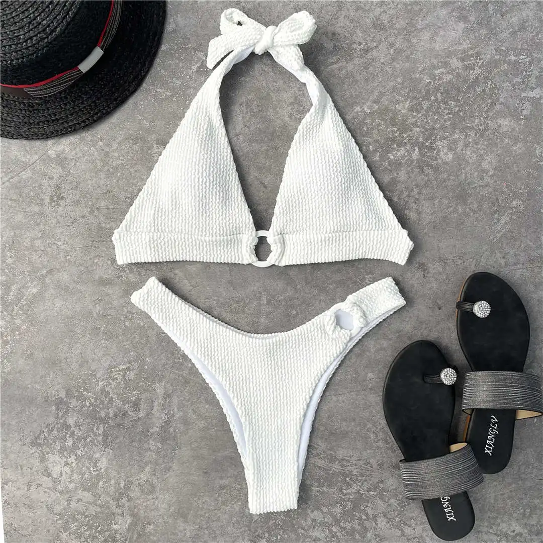 Halter Bikini mit Falten, Damen-Badeanzug, zweiteiliger Bikini-Set, brasilianischer Badeanzug, Badebekleidung, Modell V2922 – Detail 23