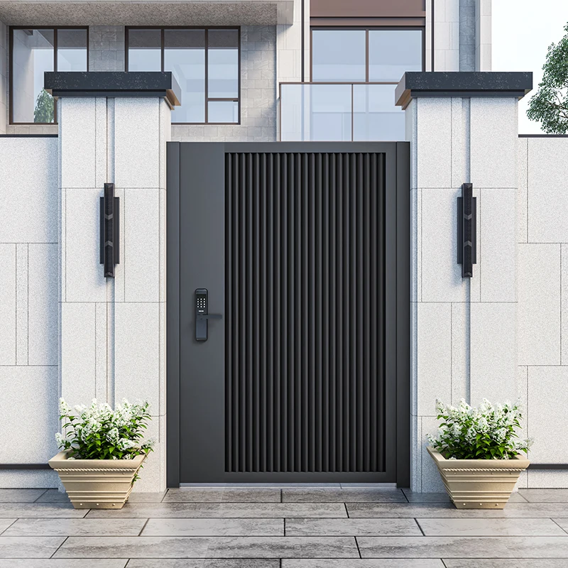 Porte de cour en alliage d'aluminium, porte d'entrée de jardin de villa, clôture extérieure, porte d