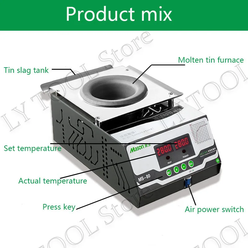 MS-50 250w Digitale Senza Piombo In Lega di Titanio saldare pentola di stagno di fusione 0.6KG temperatura regolabile Forno di fusione di stagno 110V /220V