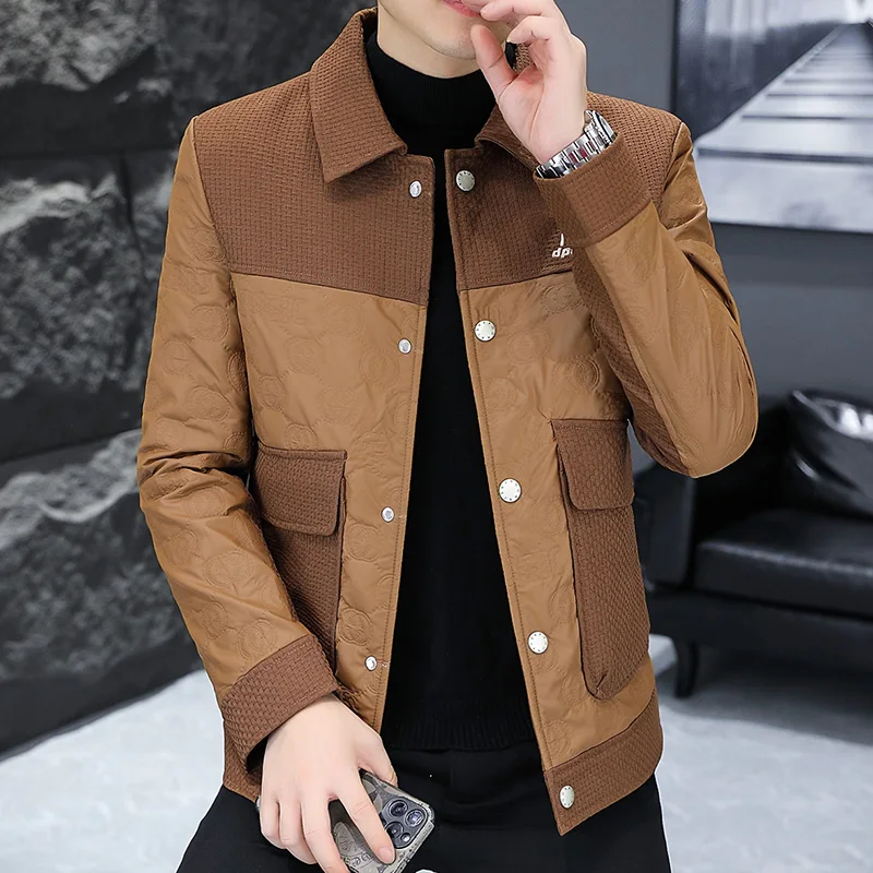 Autumn Korean Patchwork Jacket for Men Versatile Business Social Outwear Coats Fashion Casual Office Windbreaker Jacket M-4XL