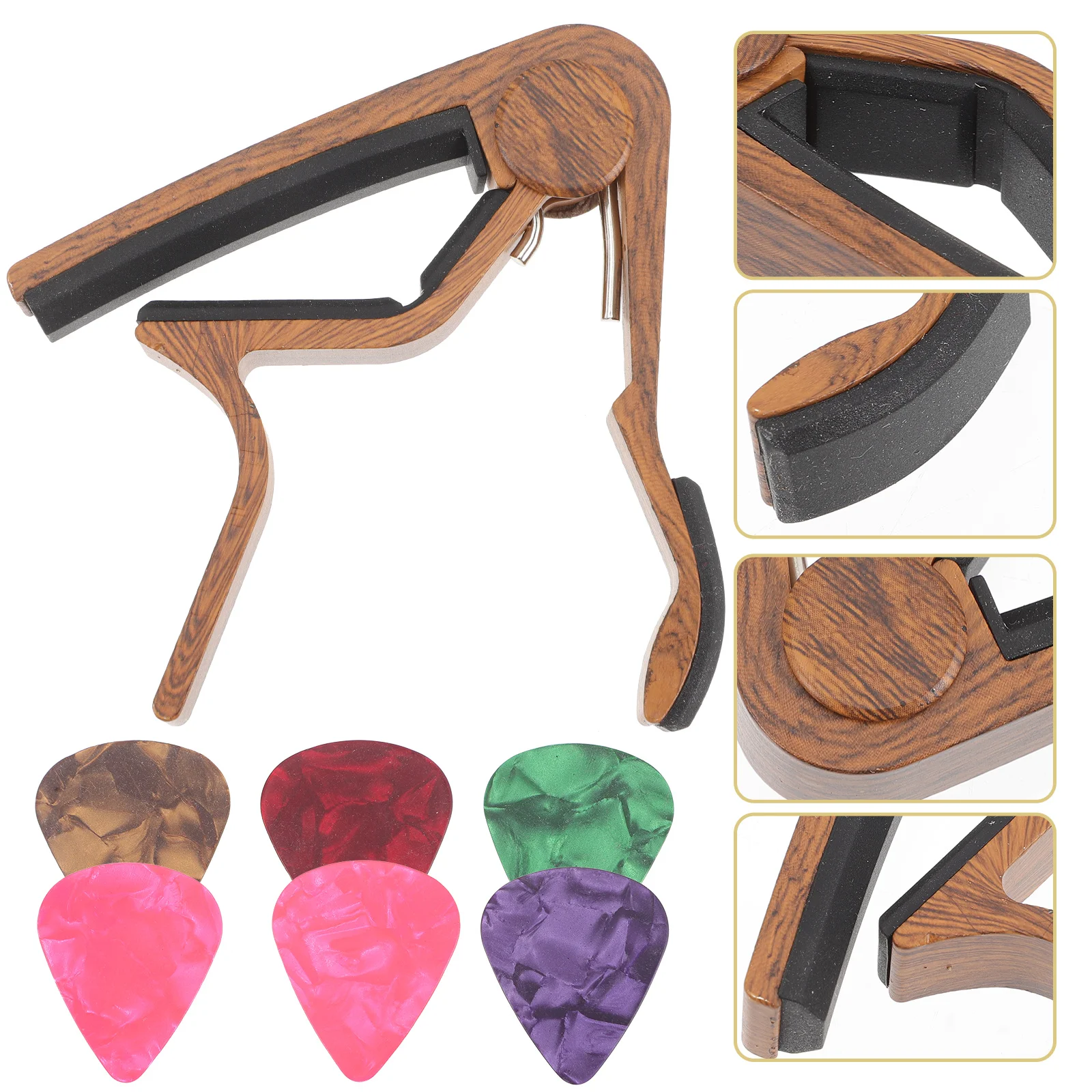 Guitar Accessory Capo and Picks with Guitars Multi-function Portable Ukulele Instrument Modify Folder Supply