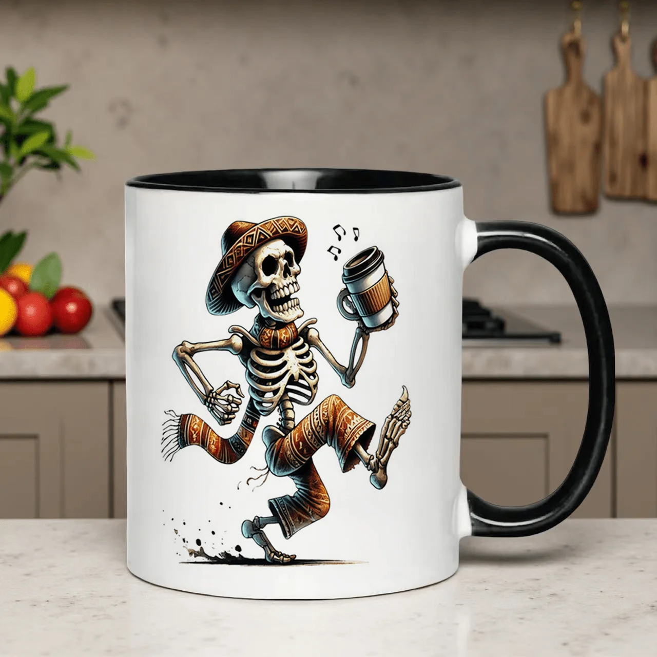 Ceramic Coffee Mug with Smooth Glaze Skull Crossbones Dishwasher Tea Cocoa Cup for Home Office High Quality Outdoor Mugs