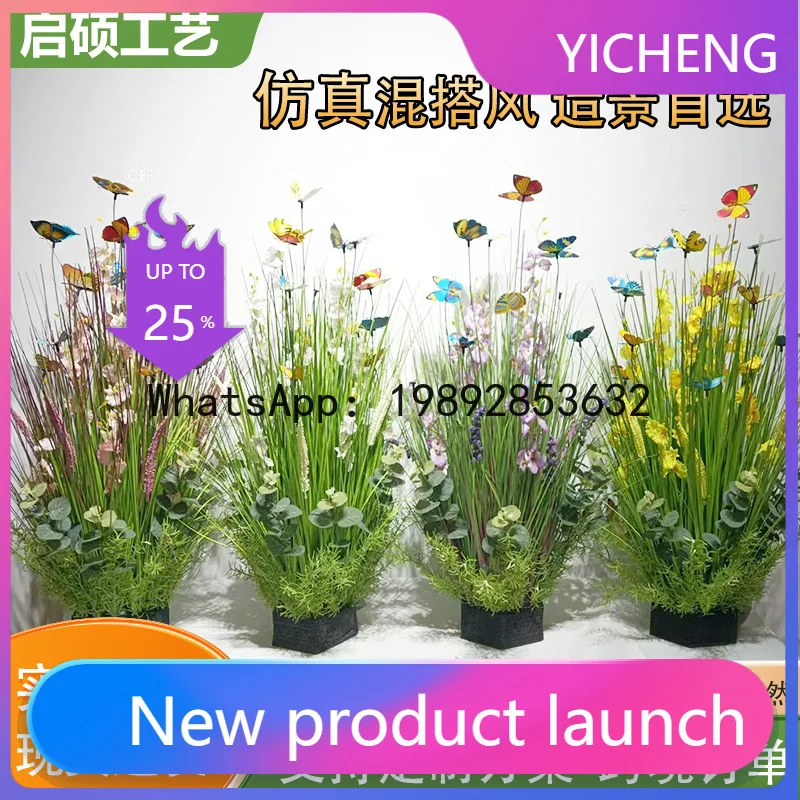 

Xl artificial green plant lavender potted plant sunny grass reed grass mix artificial flower decoration two pots