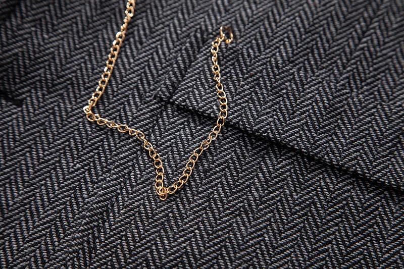 Herren Retro Revers Kette Weste Mode Fischgräten Grob Tweed Taschen Anzug Weste Britischen Casual Vintage Gentleman Freizeit Party – Detail 16