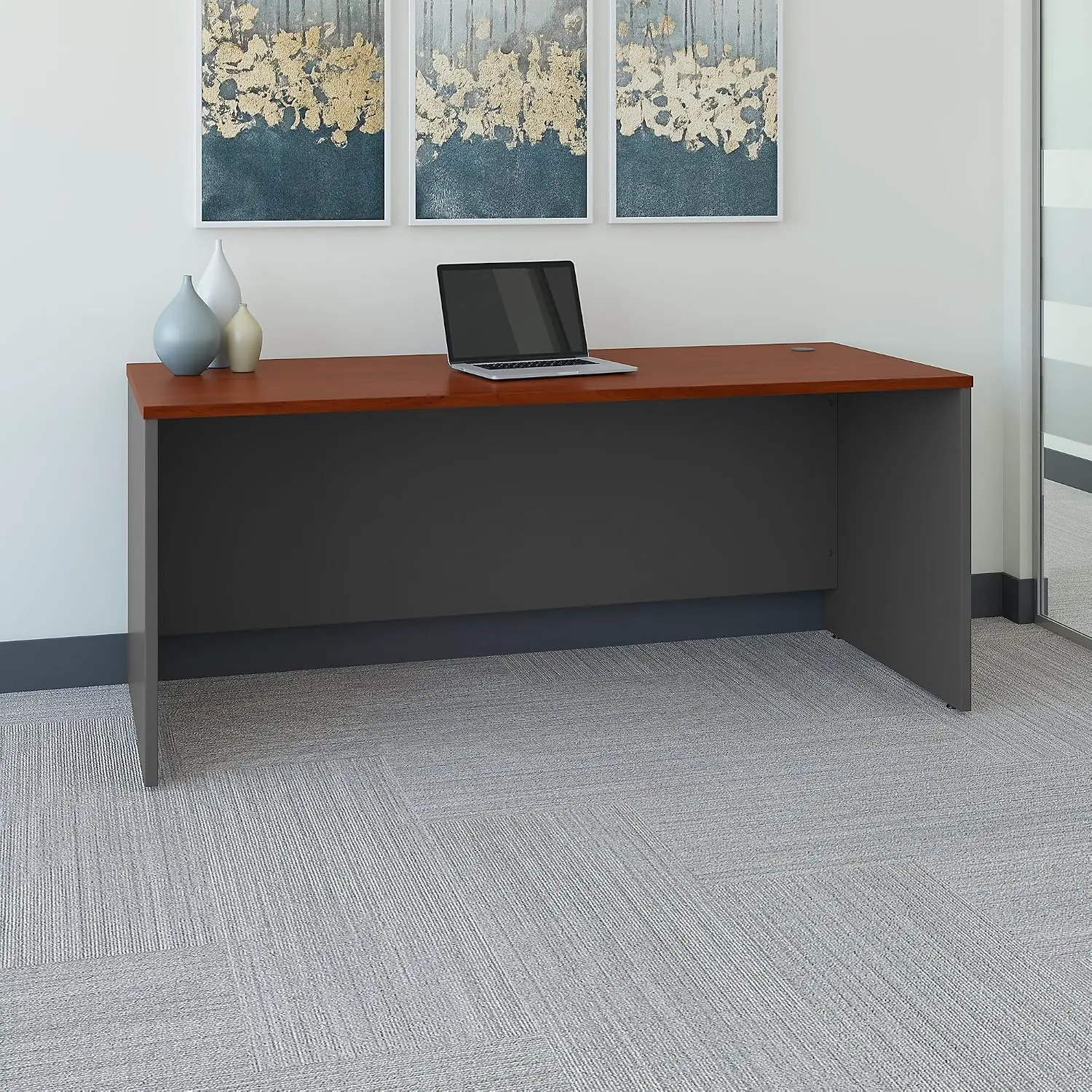 72W x 30D Office Desk Hansen Cherry Wood Finish Commercial Workstation, Customized