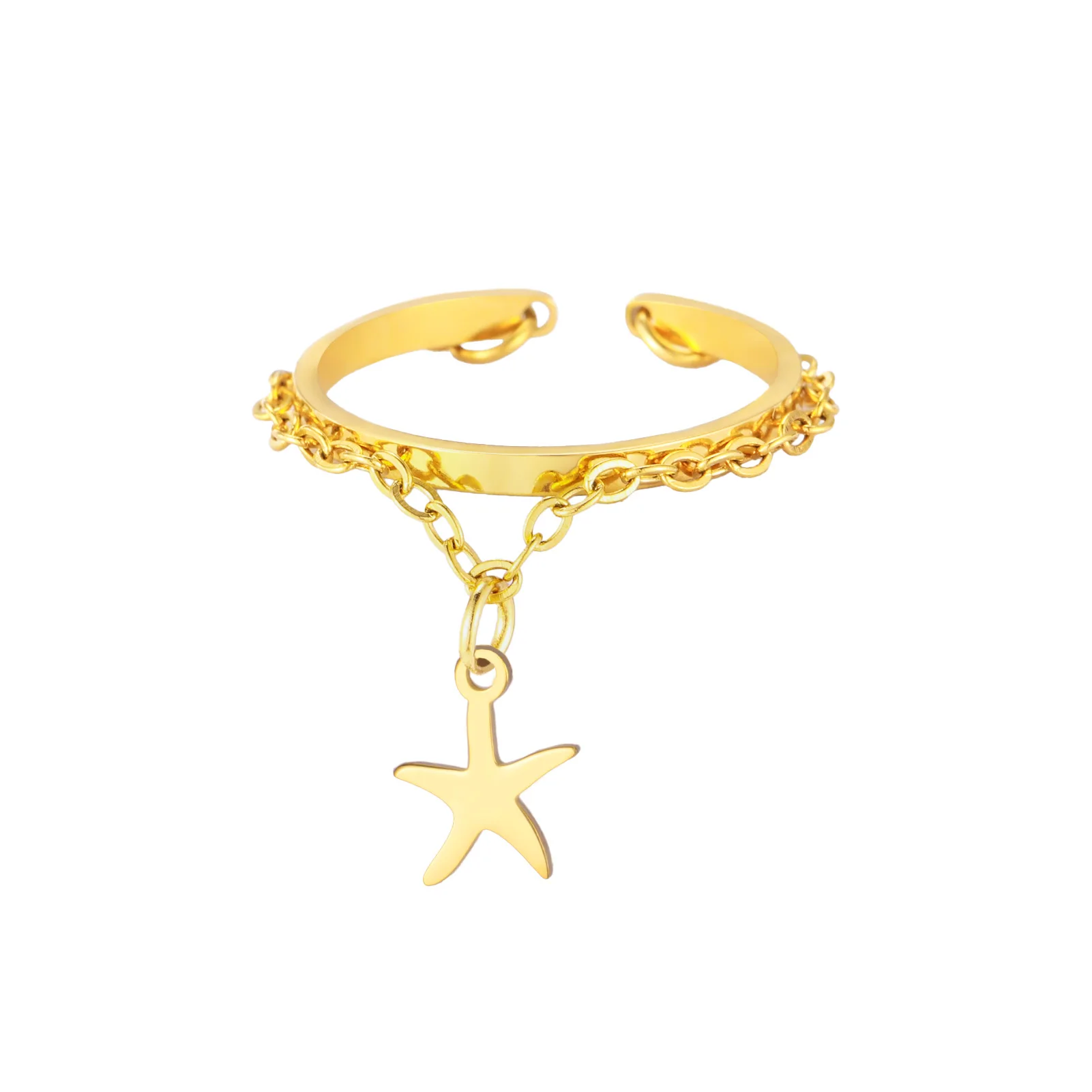 Couple's Open Ring with Heart Zircon Charm