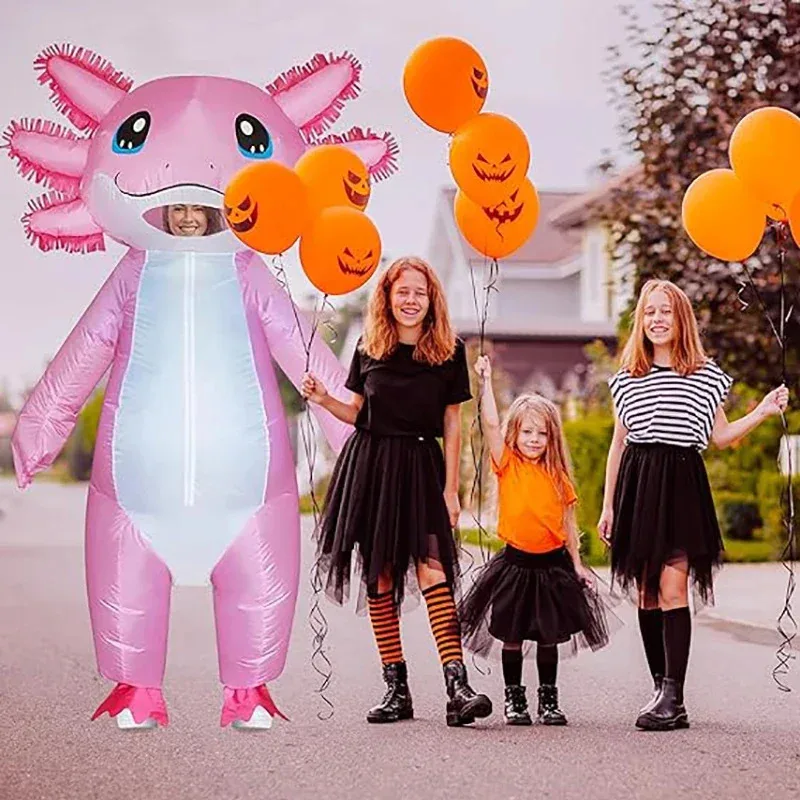 

♥ New 2025 Inflatable Adult Costumes Halloween Blow Up Pink Axolotl Costume for Women Men A ★ Bear House