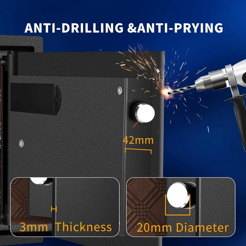 custom.25cm Electronic Biometric Fingerprint Home Safe Box A4 Documents Cash Money Storage with Digital Codes