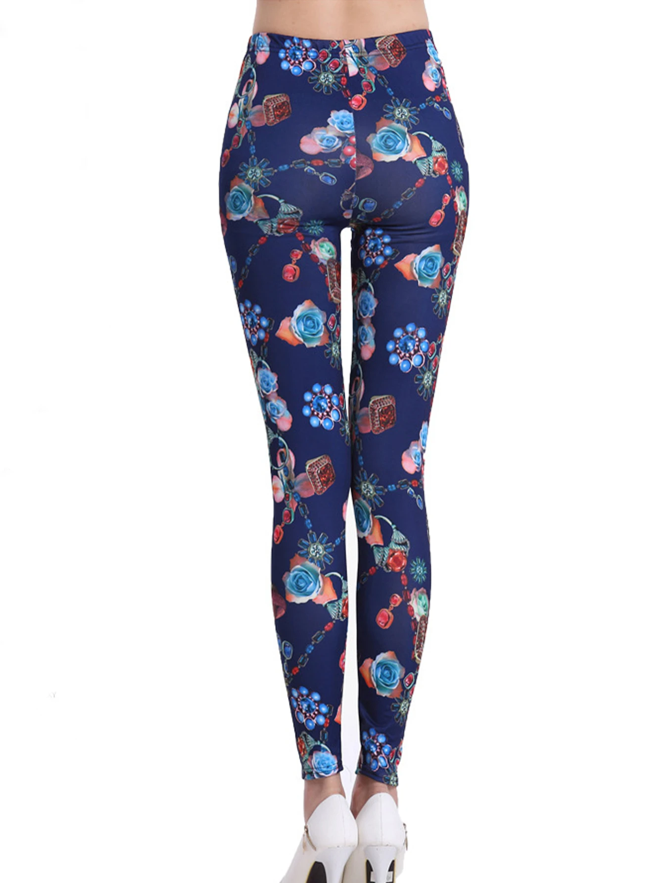 Europe And The United States Fashion Spring And Summer Tight Leggings Wear Elastic Tight Personality Printed Nine-point Pants