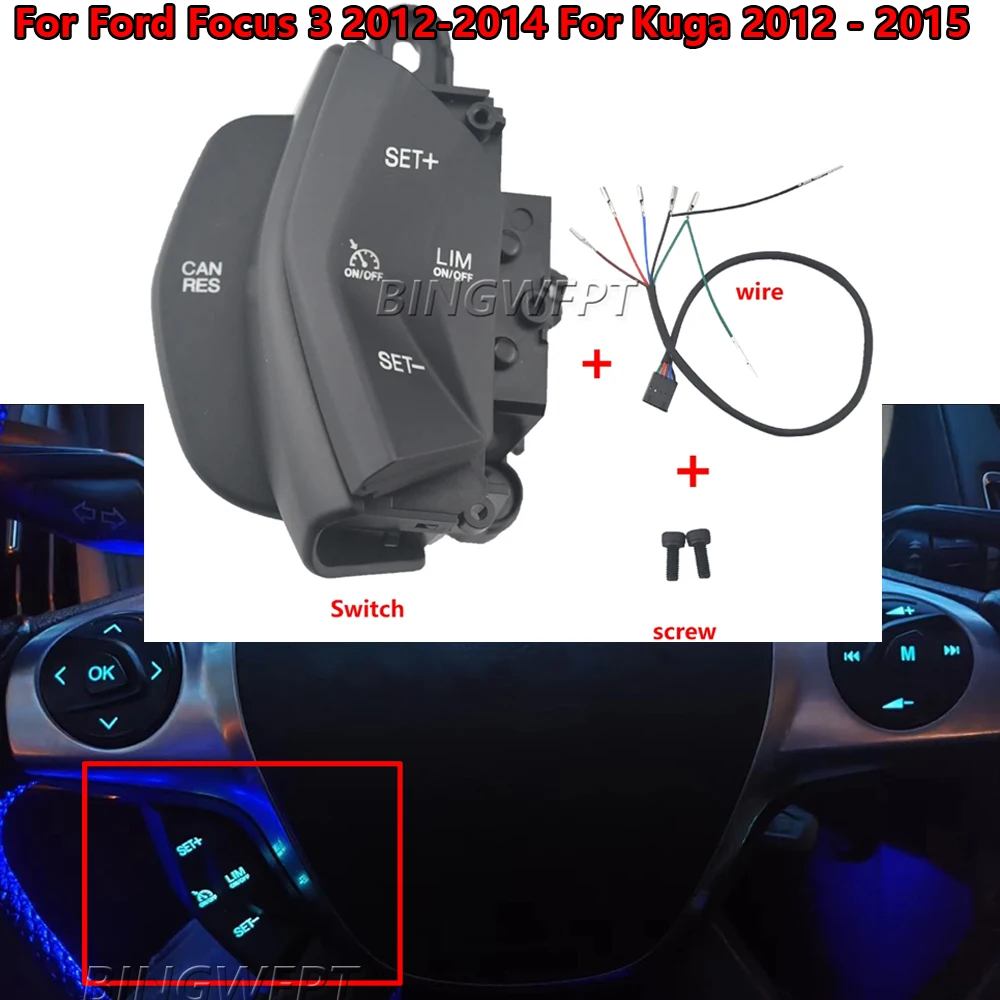 Multifunction Car Steering Wheel Button For Ford Focus 3 2012-2014 Kuga 2012-2015 Cruise Control Switch Accessories