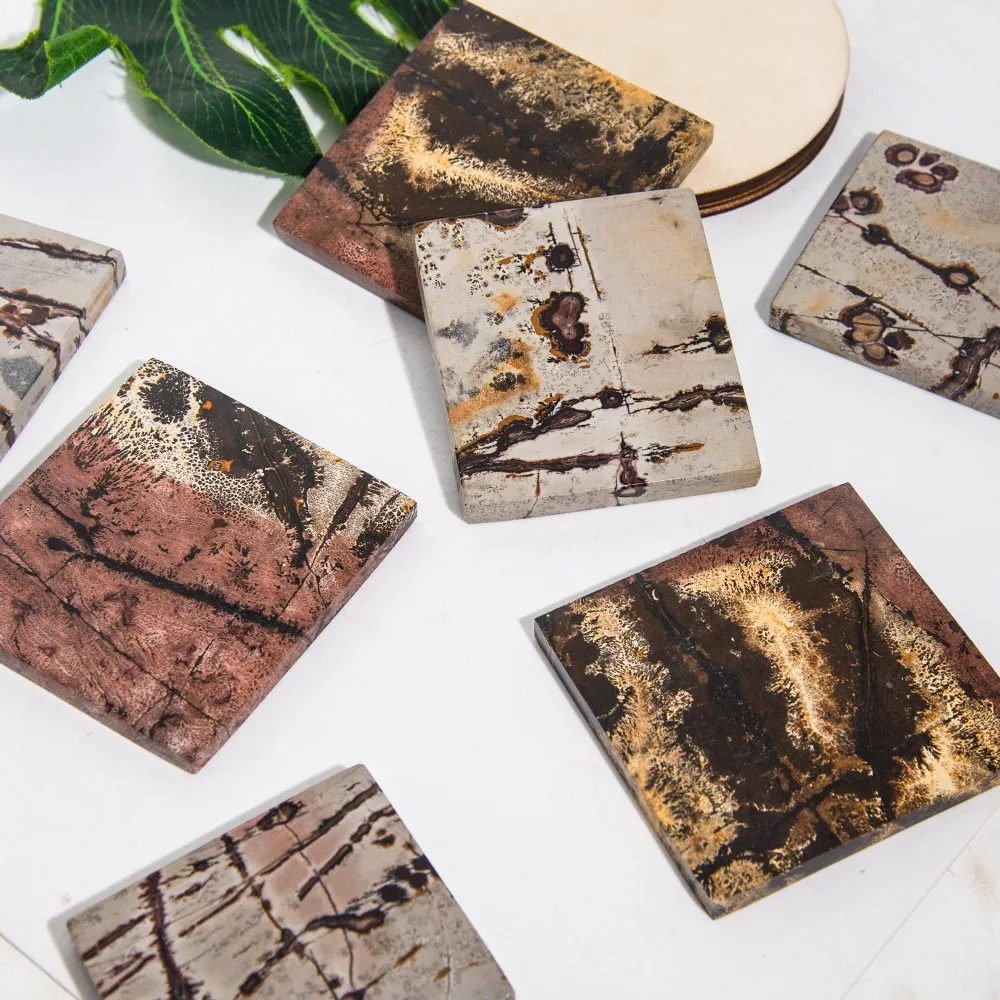 1pc Random Exquisite Chinese Painting Stone Square Slices, Party Decoration, Scene Decoration, Desktop Decoration