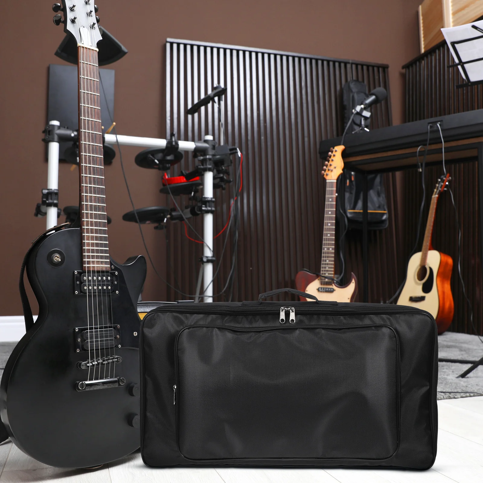 

Pedalboard Zipper Pouch Black Non-Slip Handle Comfortable Grip High Toughness Nylon Fabric Abrasion Resistant Quick Access