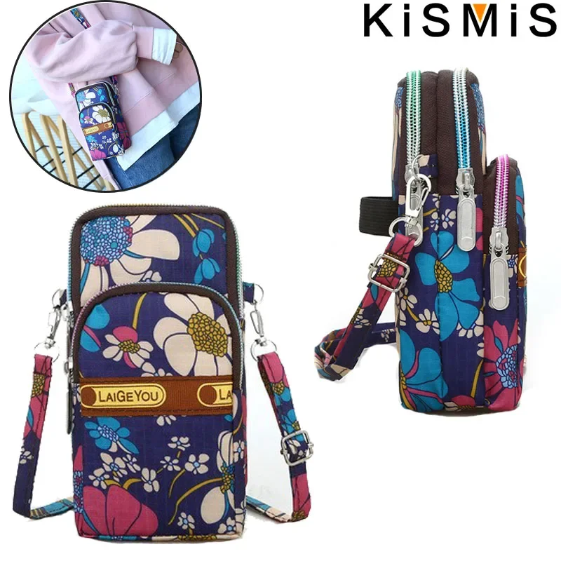 KISMI SSmall Wallet Women's Summer Leisure Print Fitness Running Phone Arm Bag Single Shoulder Diagonal Cross Mini Handbag