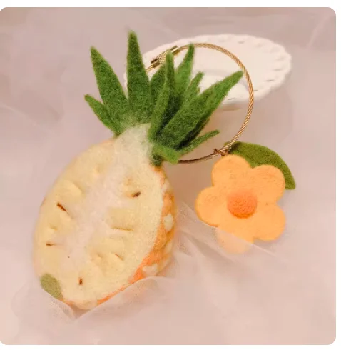 5~10cm Cartoon fruit pineapple needlepoint kit with keychain wool felt needle felting decoration craft needlecraft DIY handmade