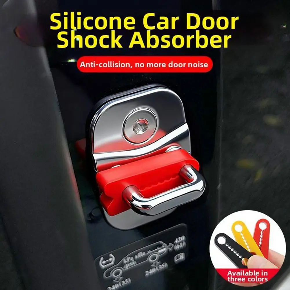 4pcs Car Door Lock Shock Absorber Silicone Cover Noise Reduction & Anti-Collision Pad, Universal Latch Protector for Auto Door