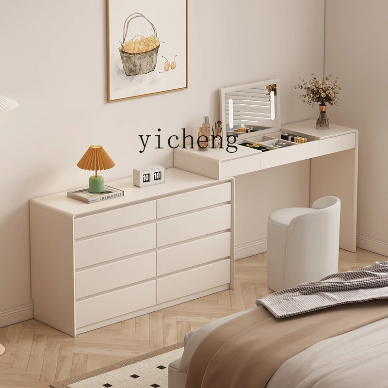 LX Simple Home ห้องนอน Retractable แต่งหน้าตารางมัลติฟังก์ชั่นข้างเตียง Storage