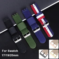 Nylon Watchband for Swatch Strap Fabric Canvas Watch Band for SWATCH 17mm 19mm 20mm Watch Strap Accessories Replacement Men Belt