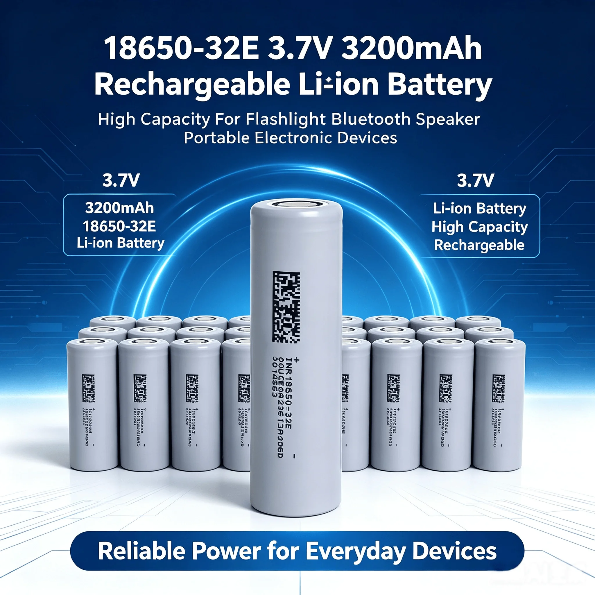 18650‑32E 3.7V 3200mAh Rechargeable Li‑ion Battery High Capacity For Flashlight Bluetooth Speaker Portable Electronic Devices