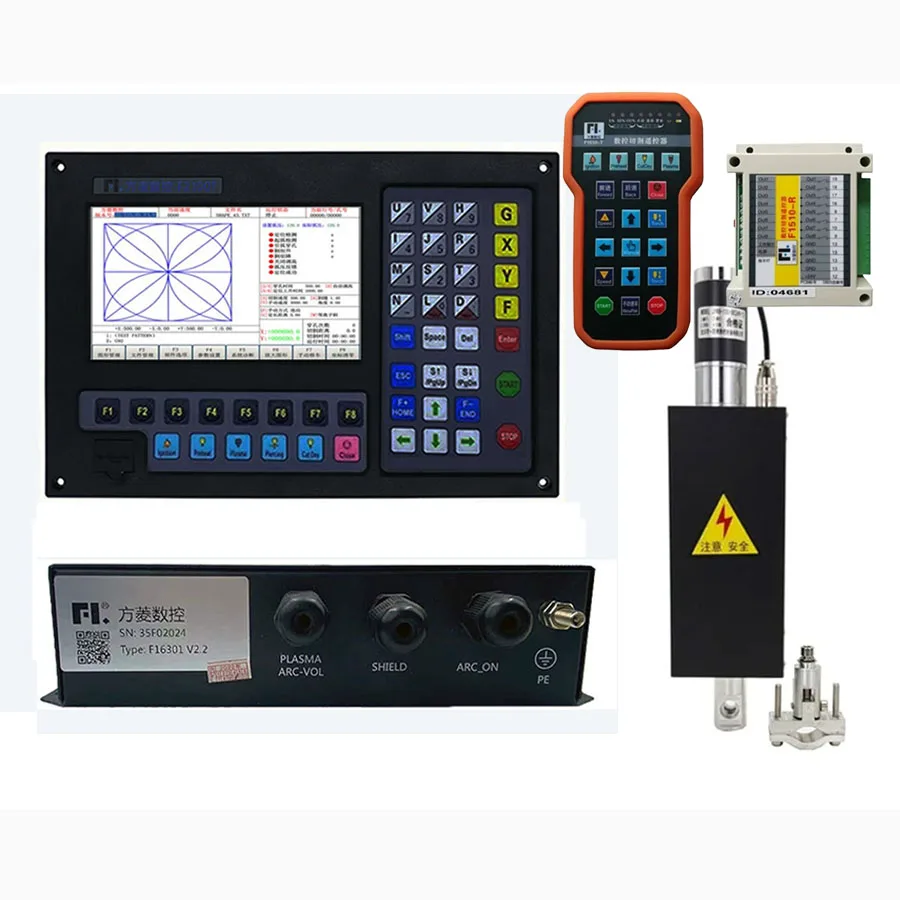 Plasma flame cutting machine controller, F2100T 2-axis CNC system+THC lifting body JYKB-100-DC24V-T3+F1510 remote control