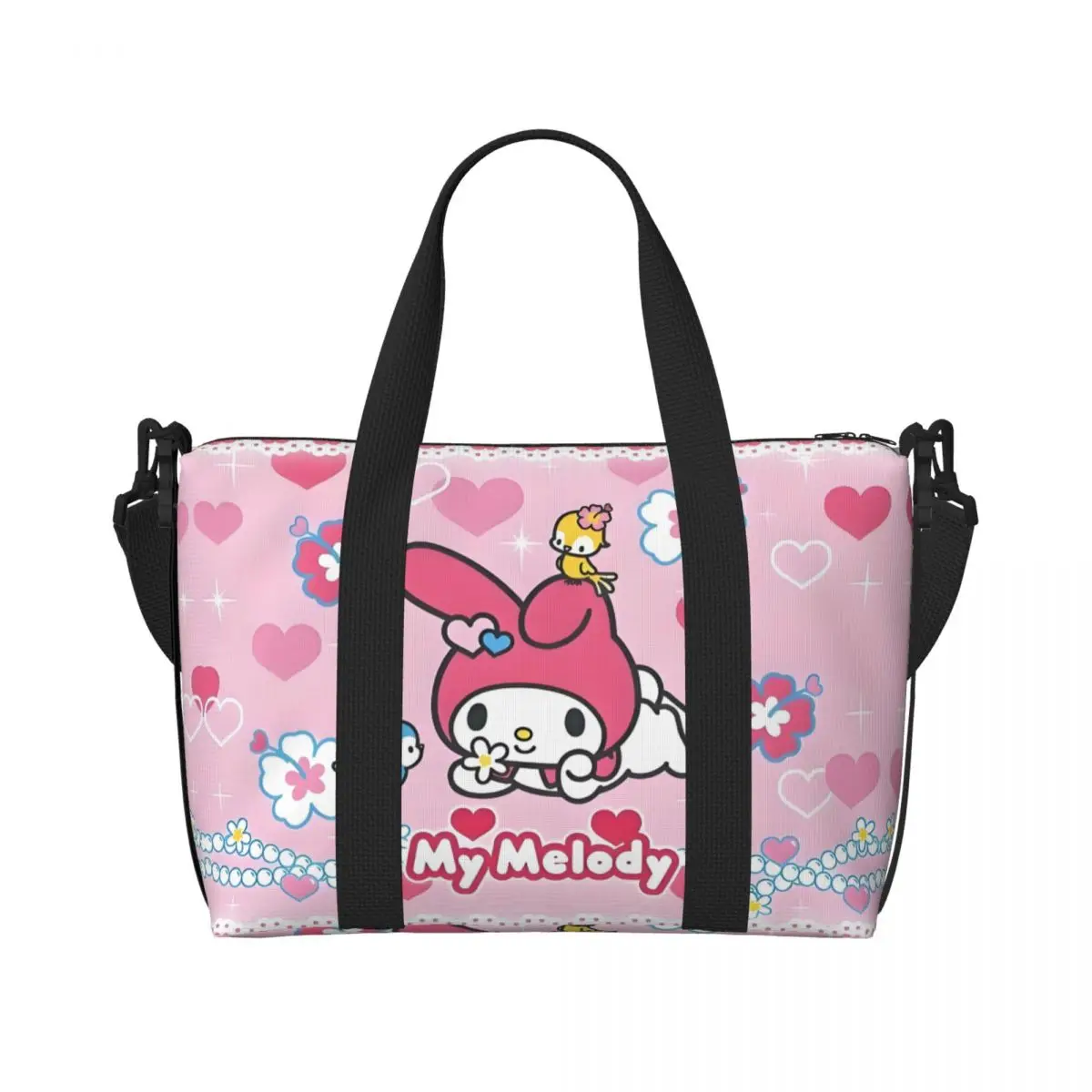 

Custom Sanrio Cartoon My Melody Tote Bag for Women Big Capacity Anime Kawaii Gym Beach Travel Bags