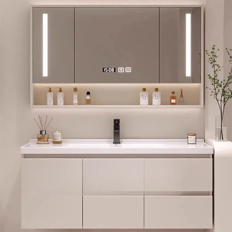 

Vanity Mirror Locker Bathroom Cabinets Smart Light Shower Home Furniture Wash Basin Bathroom Cabinets Simple Miroir De Salle