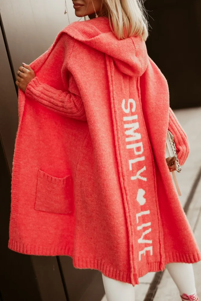 

Autumn/Winter Sweater Solid Letter Cardigan Hooded Long Sleeve Loose Long Knitted Coat 2023 New