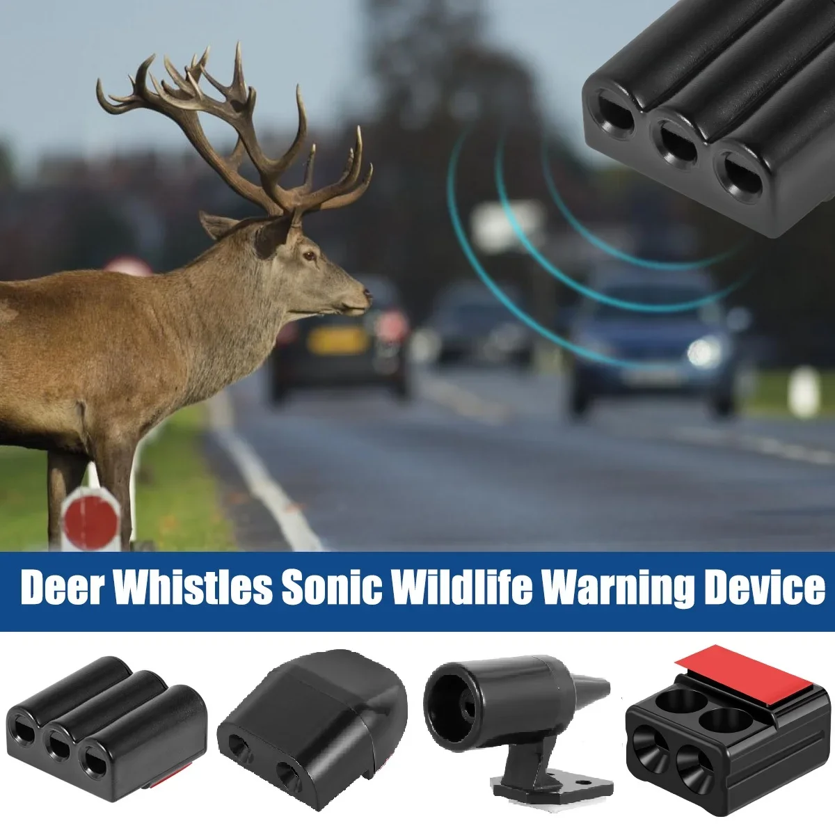 8/4-teiliges Anti-Kollisions-Sirenen-Set zur Wildtierabwehr – Warnvorrichtung für Fahrzeuge, Wildtier-Warnpfeifen, Alarmgerät – Detail 1