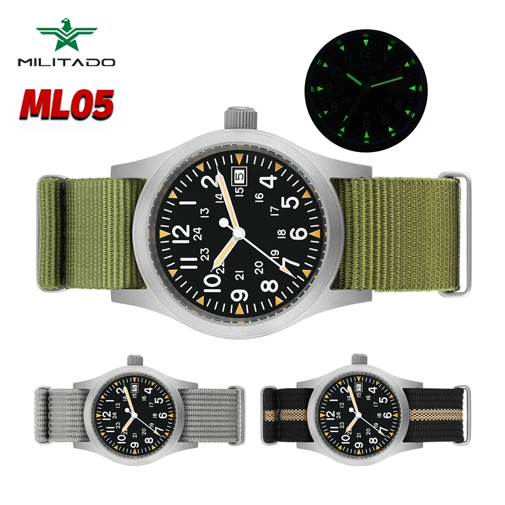 

Militado ML05 38 мм черные кварцевые часы день календарь даты 515 механизм Ronda сапфировые прозрачные водонепроницаемые светящиеся наручные часы