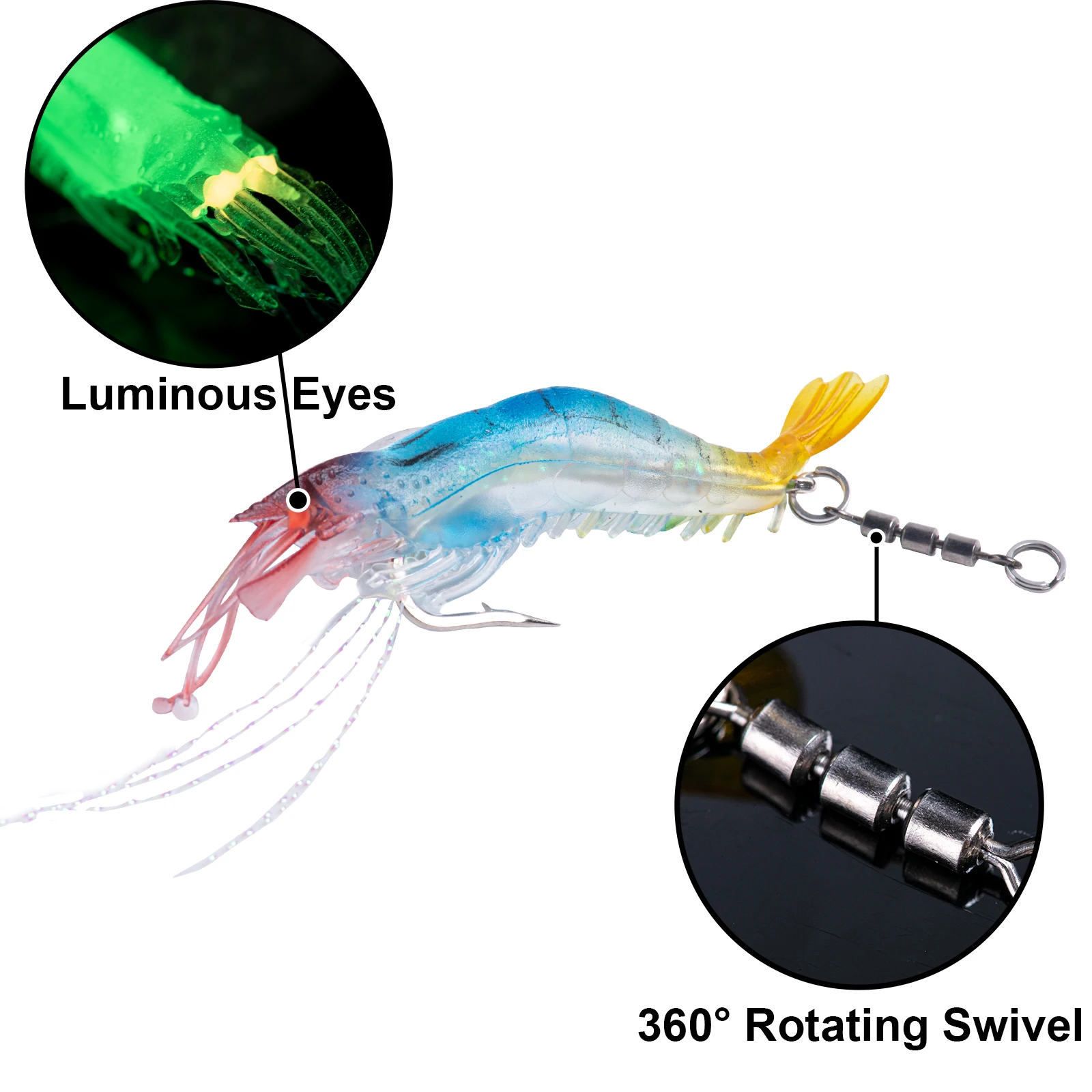 

Набор светящихся приманок для креветок Goture, 6/12/20 шт., мягкие пластиковые искусственные приманки с крючками, реалистичное движение при плавании, для рыбалки