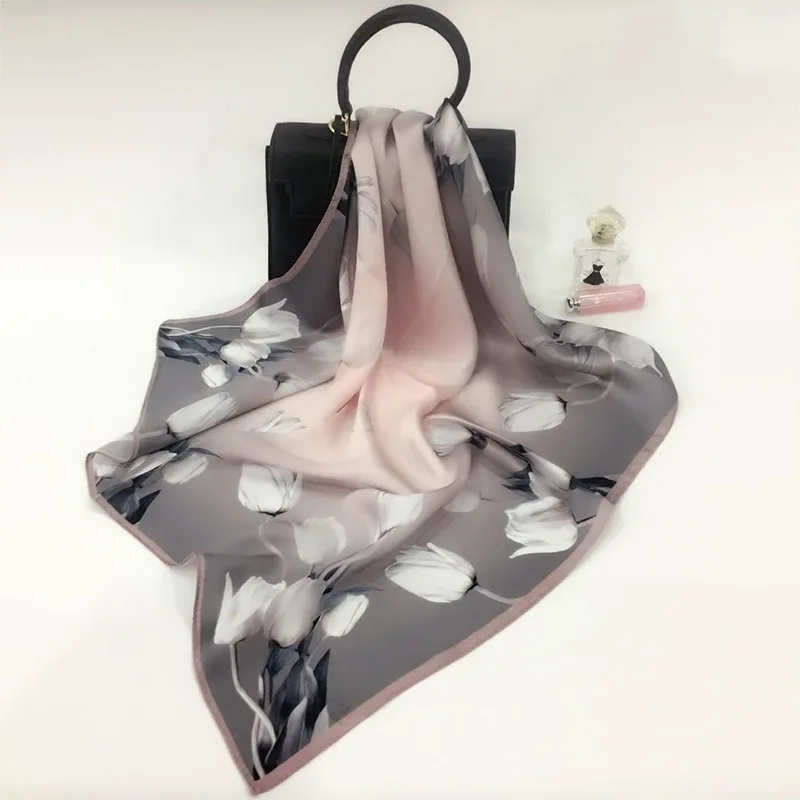 

New 12mm Scarf Women's 100% Simple All-Matching Elegant Large Kerchief Crepe Satin