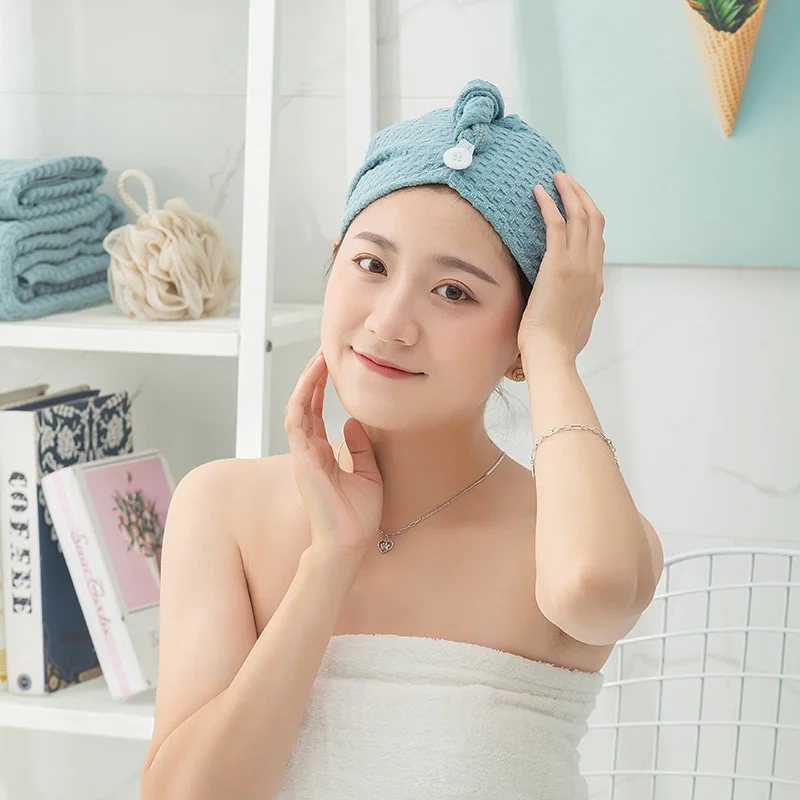 New double layer coral velvet pineapple shower cap women's water absorbing thickened dry hair cap hair washing towel