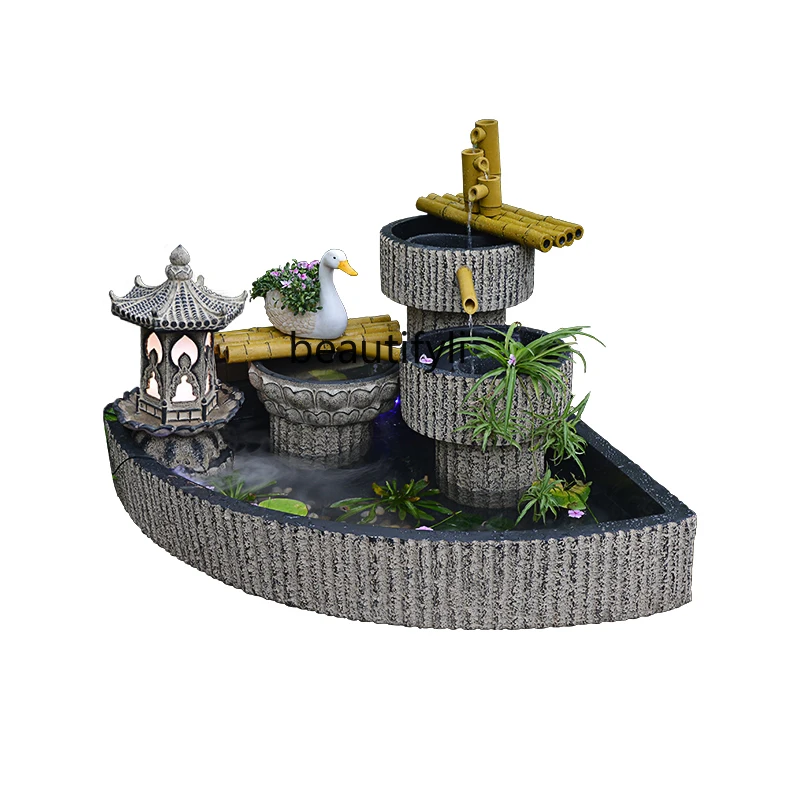 

Courtyard Outdoor Circulation Flowing Water Ornaments Small Courtyard Fish Pond Decorative Fish Tank Rockery Landscape