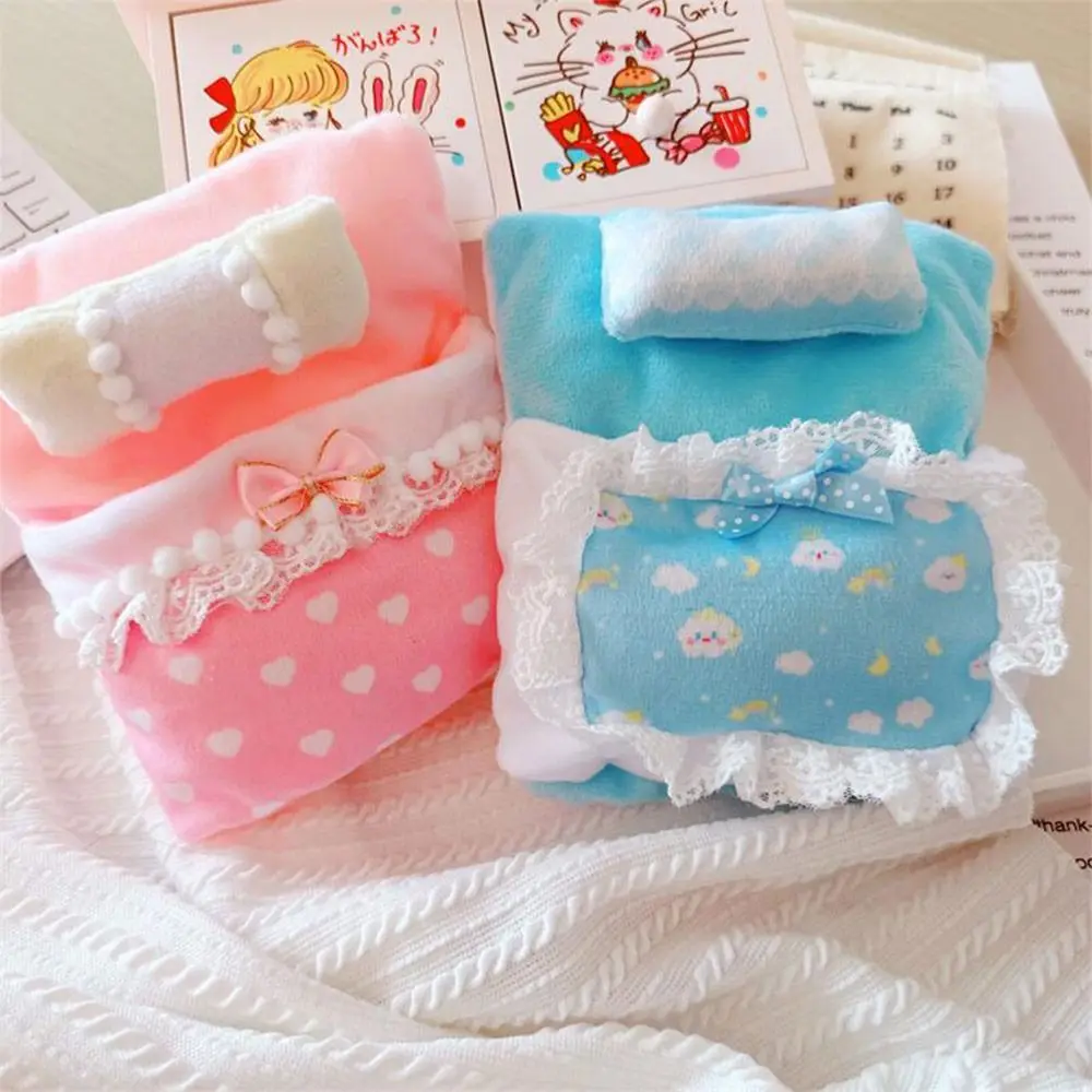 Prezent 10cm Śpiwór Koronkowy Różowo-Niebieski Mini Materac Poduszka Kołdra Akcesoria Rekwizyty Fotograficzne Pościel Poduszka Bawełna
