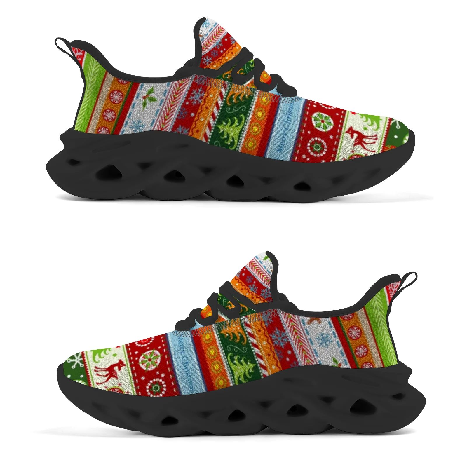 Рождественский элемент, повседневная спортивная обувь в полоску, молодежные кроссовки, сетчатая обувь на шнуровке, кроссовки для мужчин и женщин