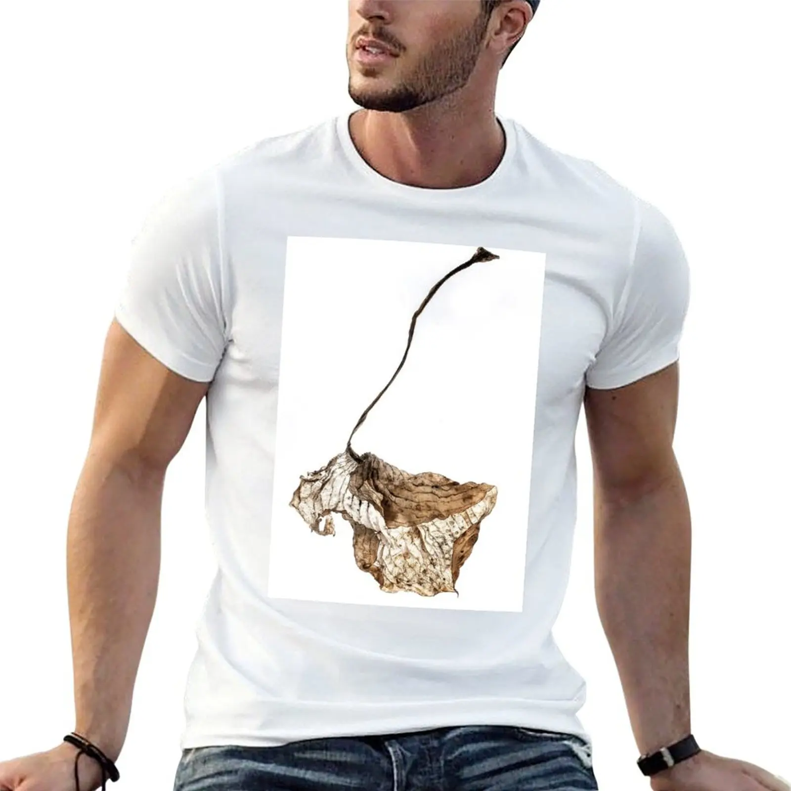 Camiseta con estampado de hoja de Hosta, camiseta de algodón para hombre, camiseta de algodón 100% para hombre