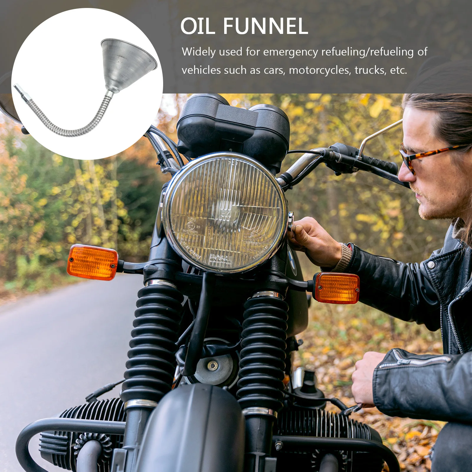 

Universal Oil Funnel for Car Motorcycle Trucks Flexible Iron Durable Multi-angle Infusion Long Lasting Gas Funnel Automotive