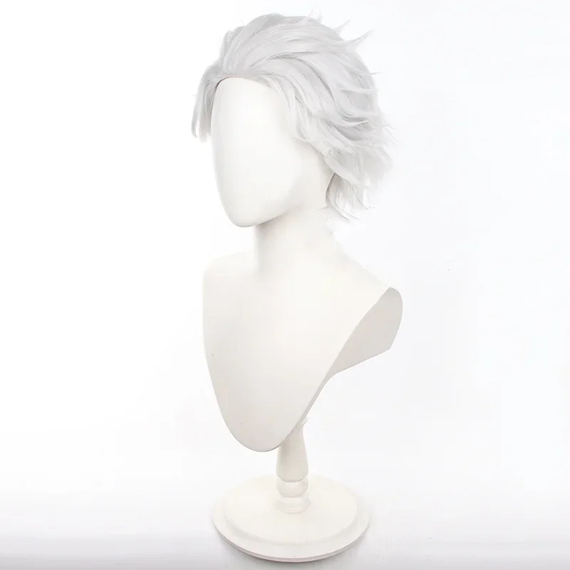 大人の男性のためのかつら,アニメのかつら,短い白のかつら,衣類のアクセサリー,ハロウィーンのパーティーのためのアクセサリー,ワインダーブレーカ,アニメ