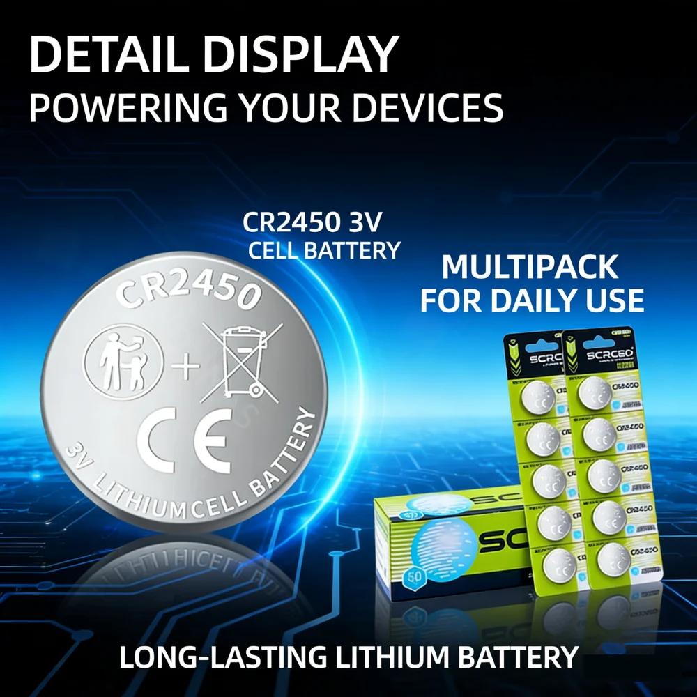 

50-500 шт. литиевые кнопочные батарейки 3В CR2450 (5029LC, LM2450, DL2450, CR2450N, BR2450) 600 мАч для часов