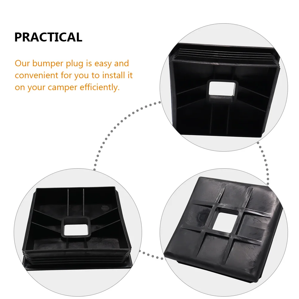 

2Pcs Durable Abs Rv Bumper End Caps 4 Inch Square Plugs Camper Trailer Parts