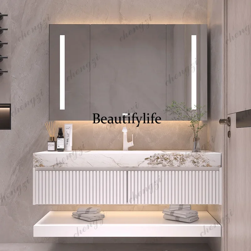 Q181 Modern Organizer Bathroom Cabinet Waterproof Luxury Washroom Bathroom Cabinet Storage Mirror Armoir Salle De Bain Home Furn