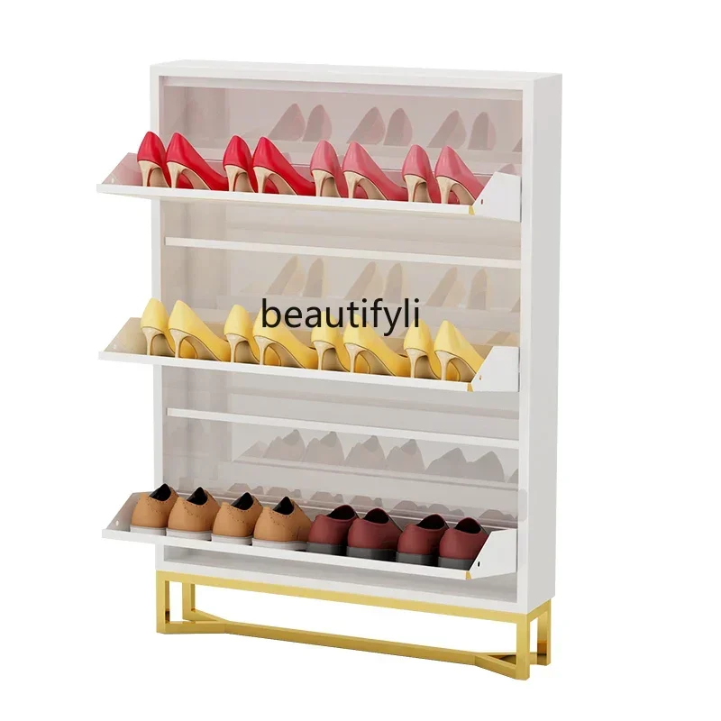 cn8350 LHY zq Ultra-Thin Shoe Cabinet Tilting Simple Modern Lobby Storage Shoe Rack Nordic 15cm Narrow Door Rear Cabinet
