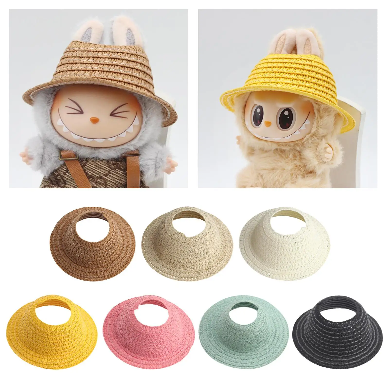 Miniature Doll Hat Headgear Cartoon Pretend Play DIY Soft Wide Brim Hat for 15cm 17cm Doll for Dolls Doll Hat Suit Dress up